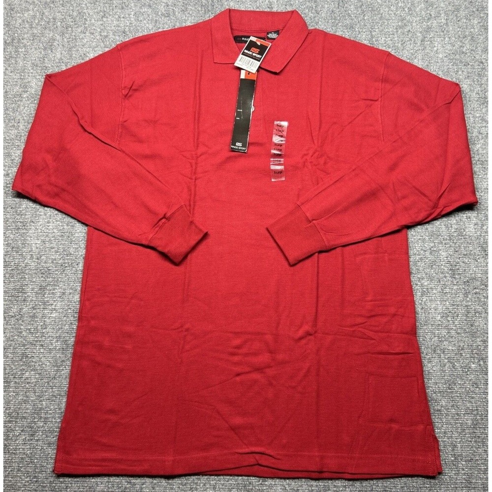 Vintage Ringo Sport Polo Shirt Mens XL Red Golf Long Sleeve 100% Cotton New